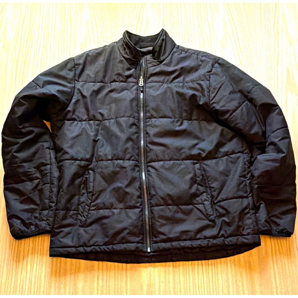 Swiss+Tech Mens Black Quilted Puffer Jacket Full Zip Stand Collar SM49605Y L